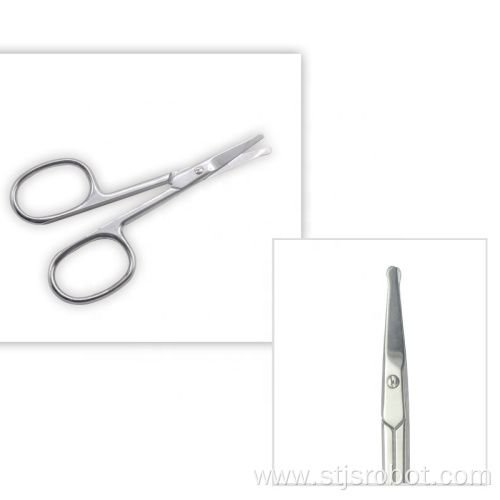 Professional Silver Color Eyebrow Nose Hair Scissors Stainless Steel Durable Beauty Trimming Tool with Customized Logo